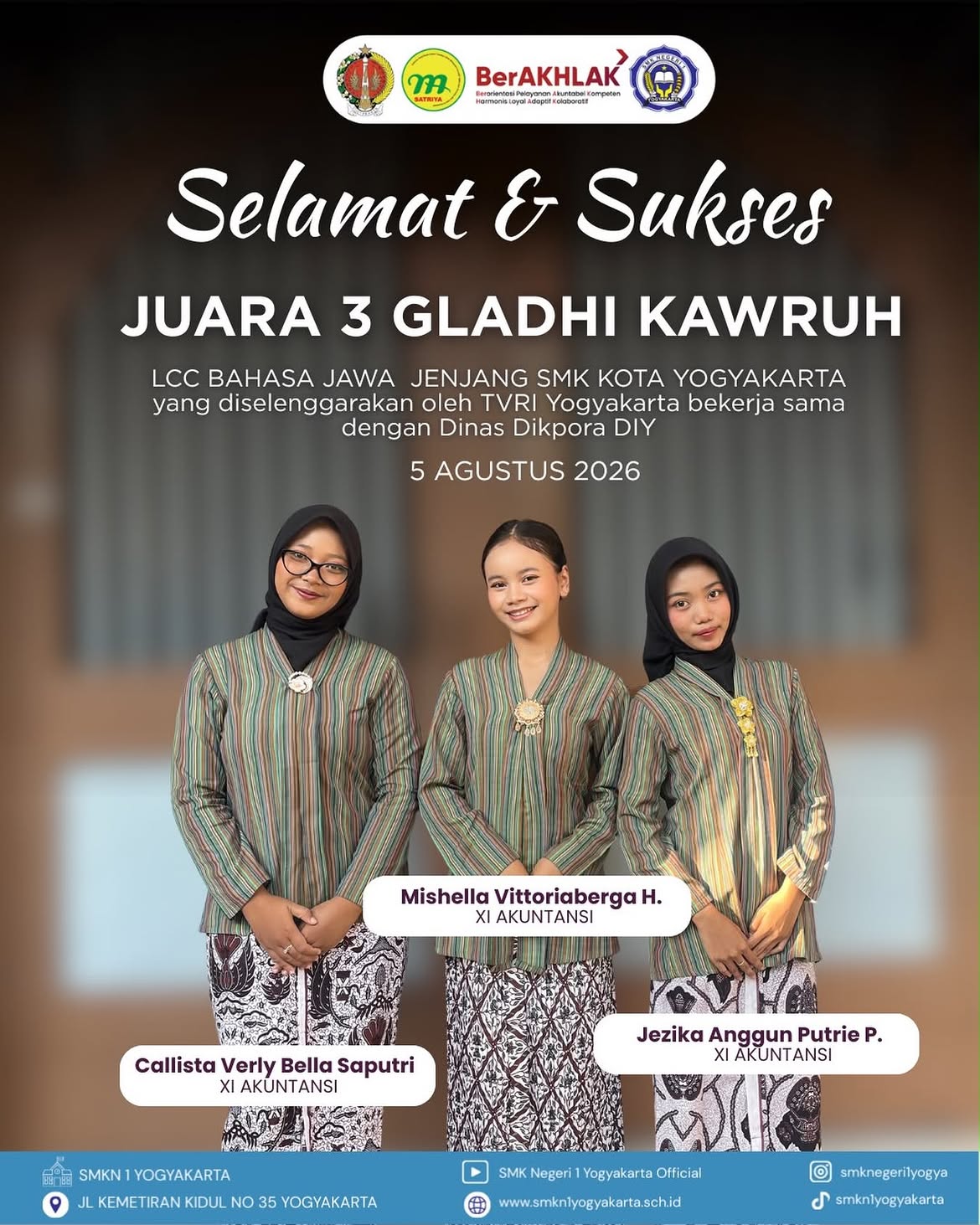 Poster Prestasi Juara 3 Gladhi Kawruh SMKN 1 Yogyakarta